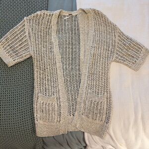 Free People Short Sleeve Crochet Cardigan